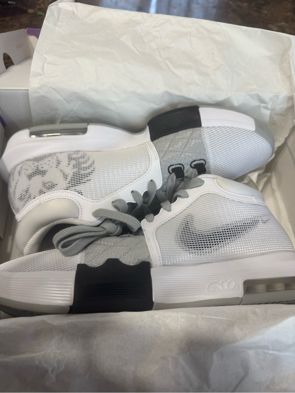 Nike Men’s White and Gray Mesh Low-Top Sneakers